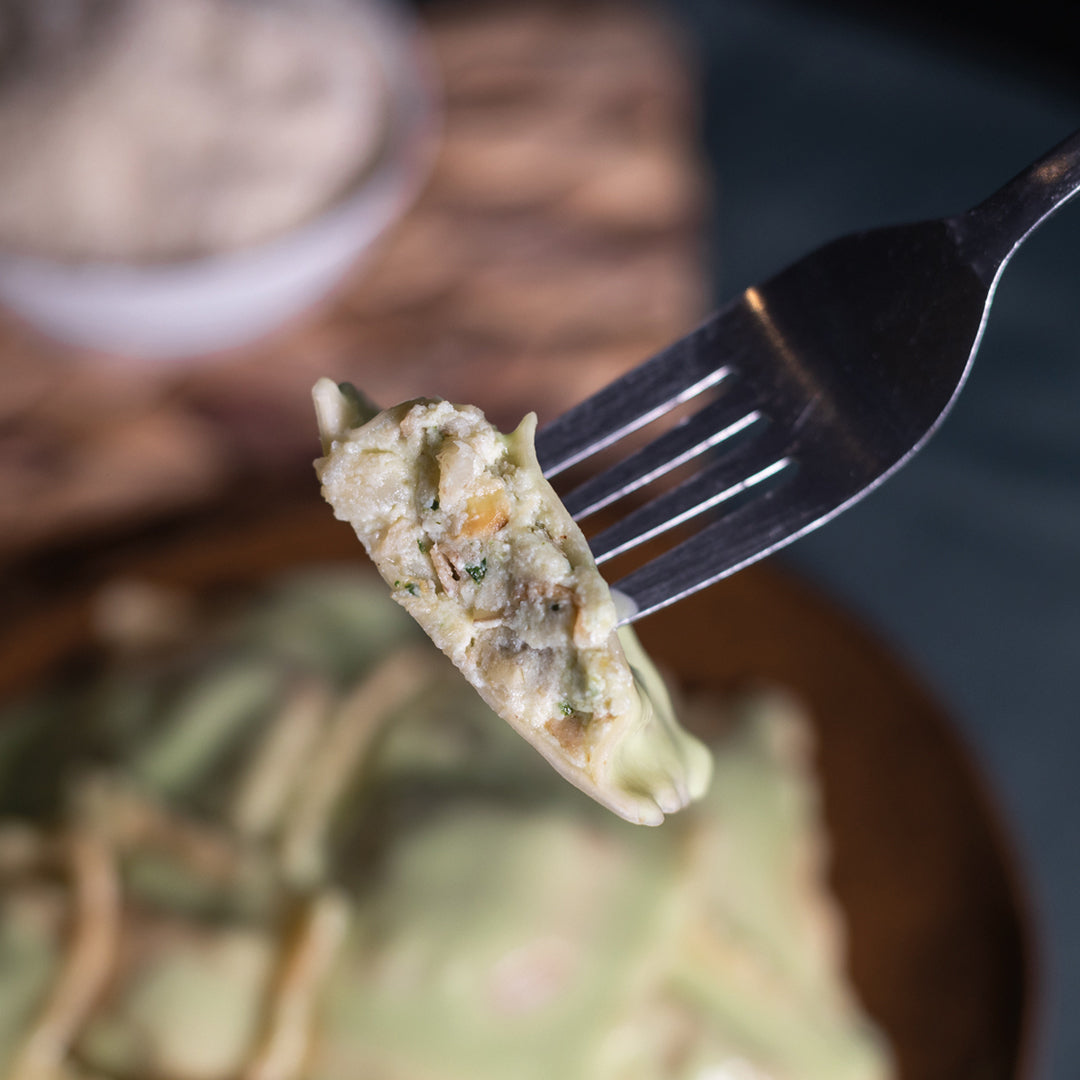 Raviolis artichauts et sa sauce crème ciboulette