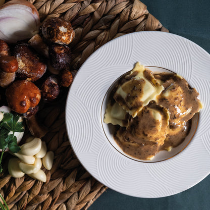 Raviolis cèpes et sa sauce cèpes